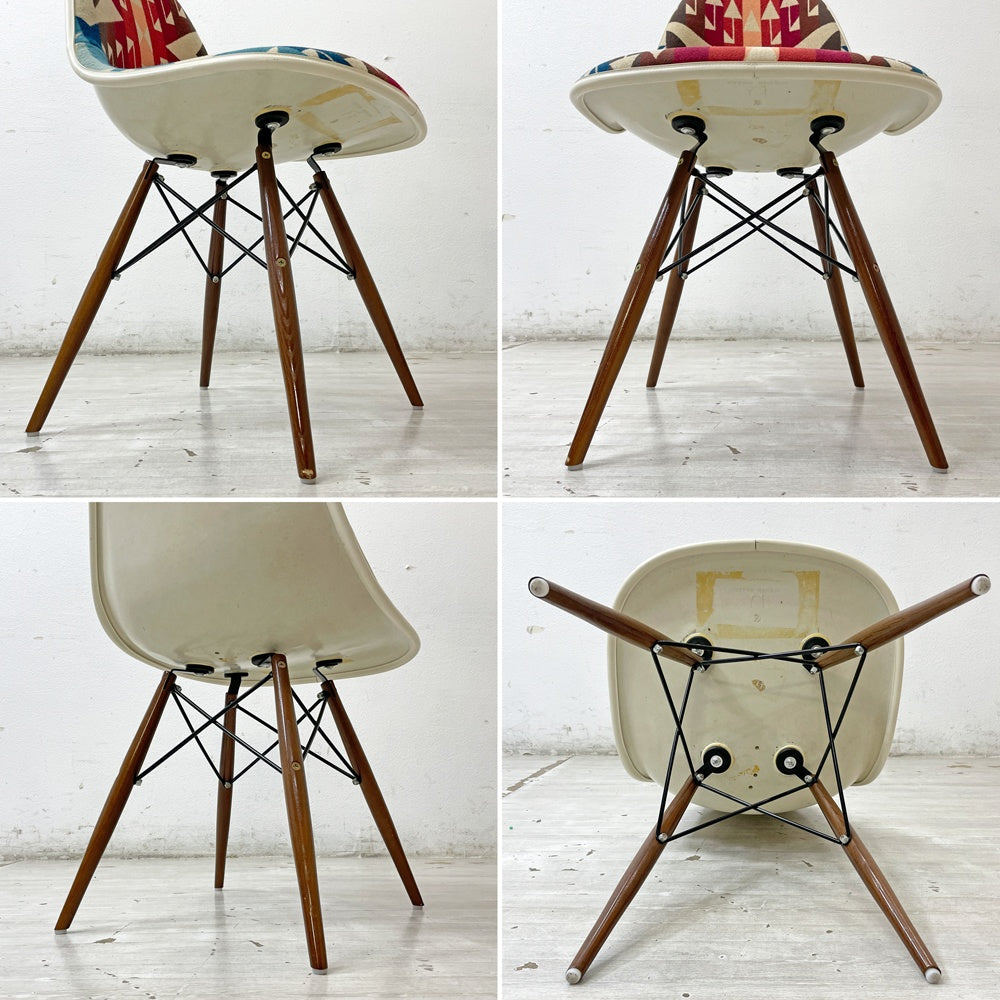 メイドバイセブン リユース MADE BY SEVEN REUSE ペンドルトン PENDLETON × ハーマンミラー Herman Mille サイドシェルチェア Big Thunder Scarlet FRP製 ドゥエルレッグベース C&R イームズ ミッドセンチュリー ●