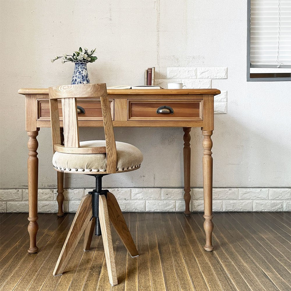 クラッシュゲート CRASH GATE ノットアンティークス Knot antiques ファソラ FASOLA Ⅲ ローチェア オーク無垢材 ベルベットベージュ 回転式昇降 定価￥38,500- ◎