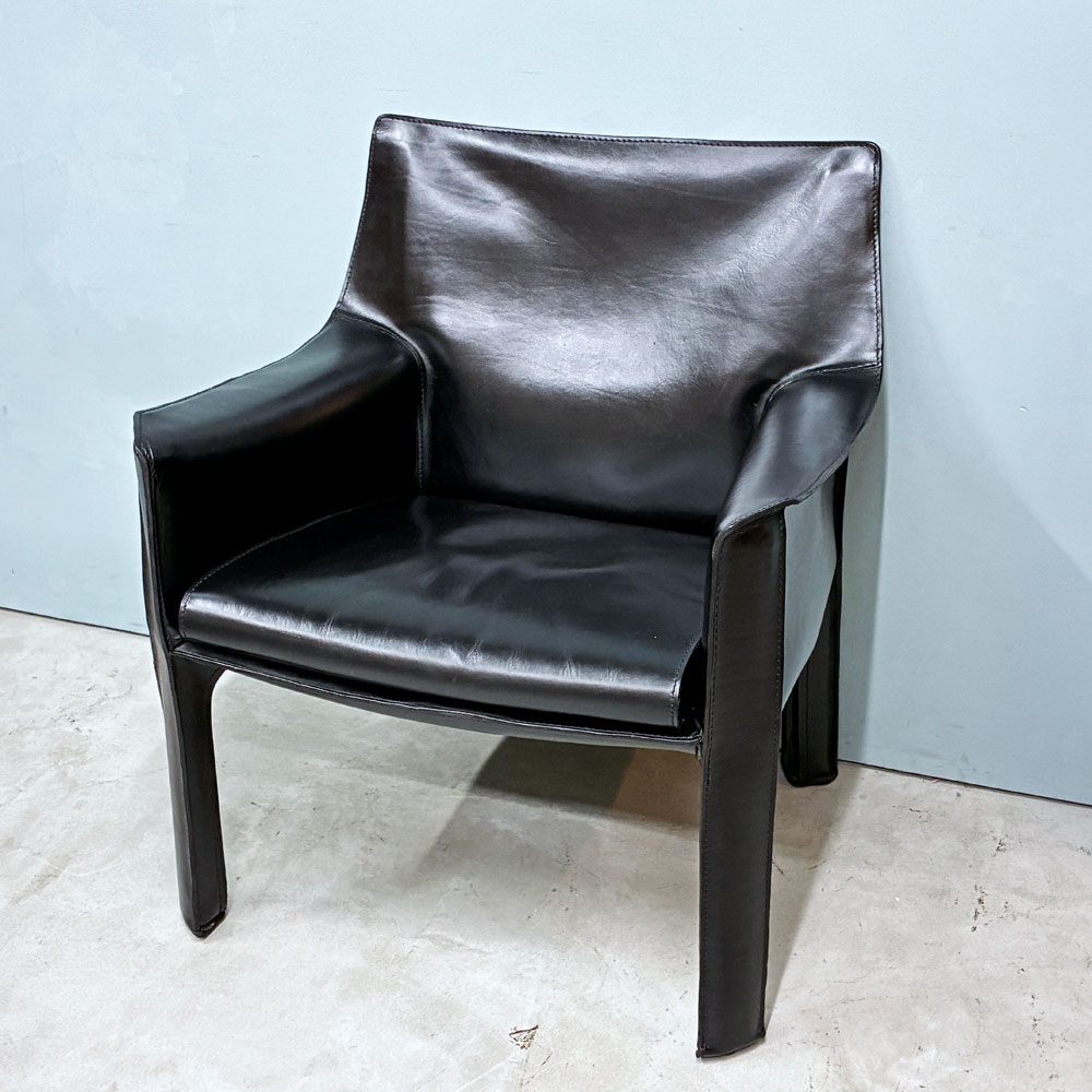 カッシーナ Cassina 414 CAB ラウンジチェア アームチェア 1シーター キャブチェア 本革 マリオ・ベリーニ 参考価格約65万 ◎