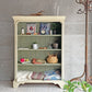 UKビンテージ ペインテッド 木製シェルフ ブックケース 本棚 飾り棚 ホワイト×ミントグリーン シャビーシック パイン材 英国家具 アンティーク♪