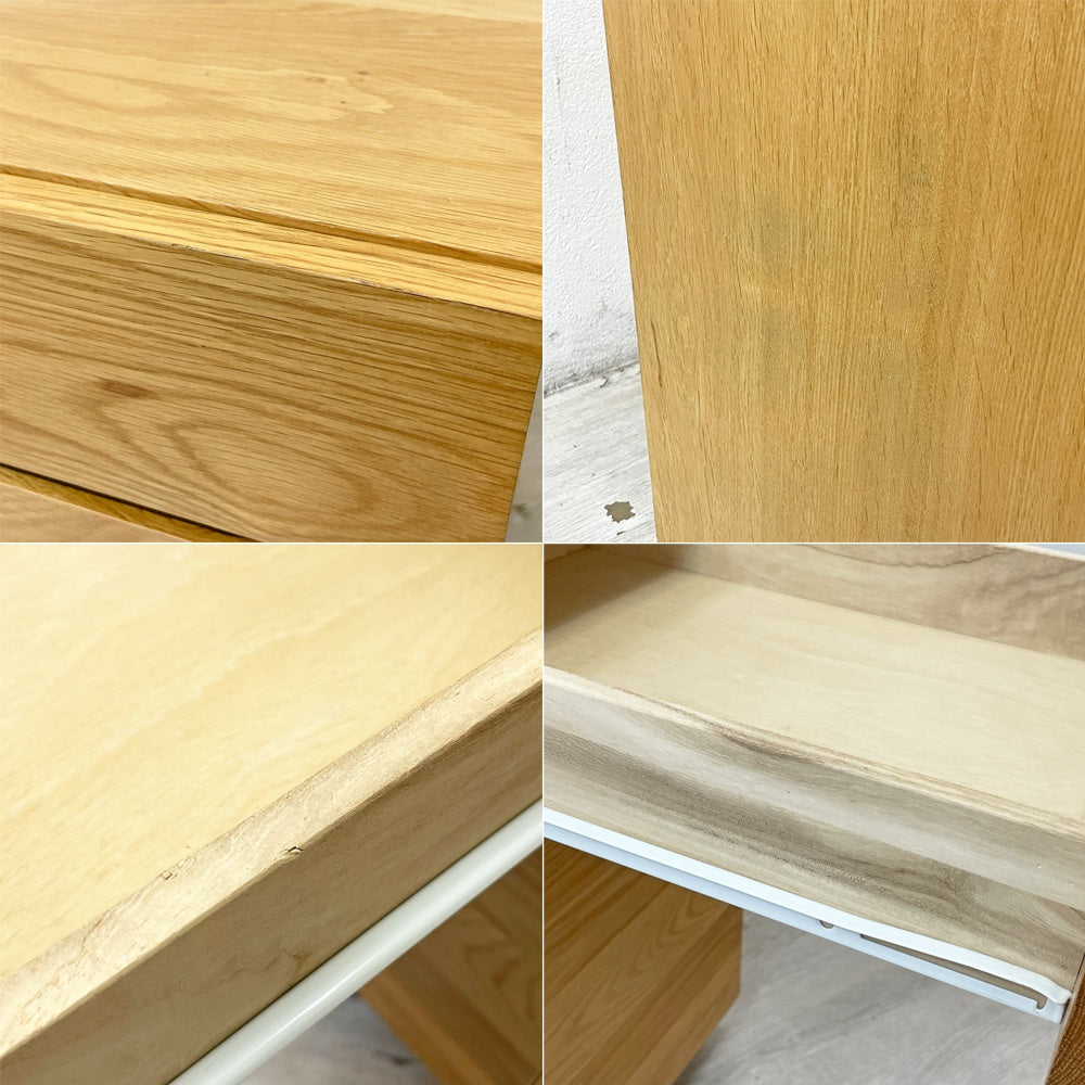 無印良品 MUJI デスクワゴン デスクキャビネット 袖机 オーク材 キャスター付 抽斗2杯 ナチュラル ●