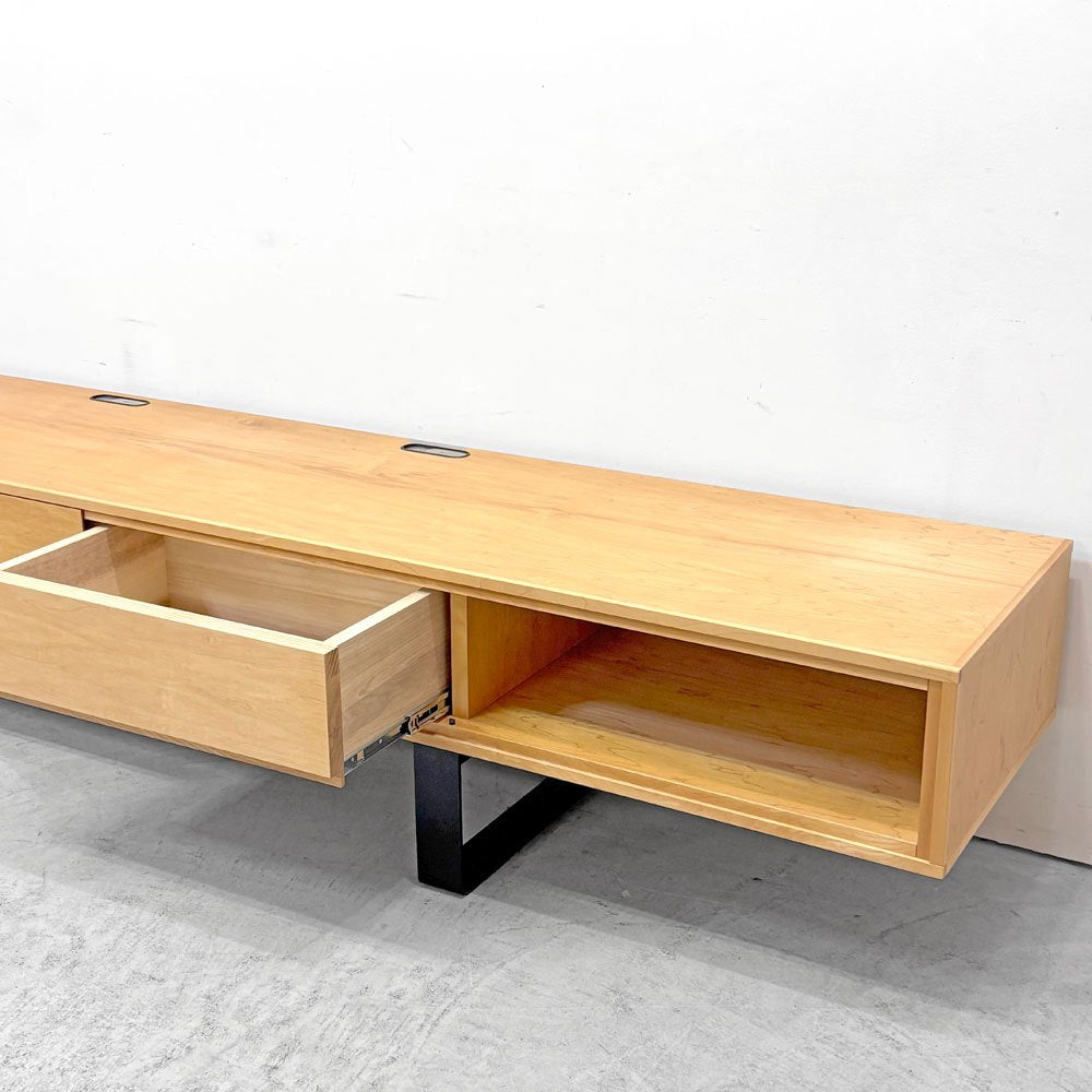 常盤家具製作所 凪 235 メープル材 x 鉄脚 テレビボード AVボード 1枚扉 抽斗2杯 W235cm ●