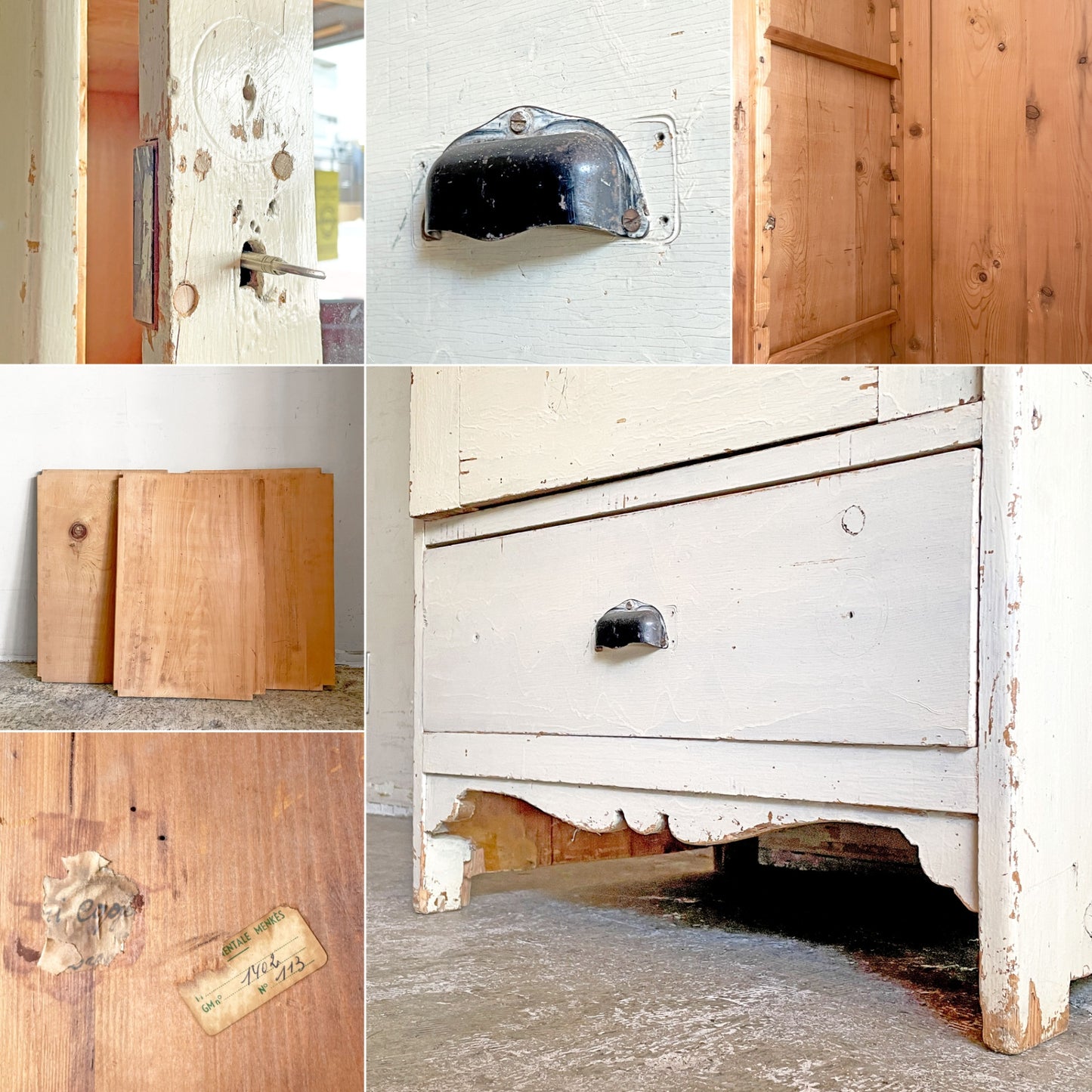 ヨーロッパビンテージ European Vintage ガラスキャビネット ディスプレイケース ホワイト ペインテッド シャビーシック 1ドロワー 店舗什器 ■