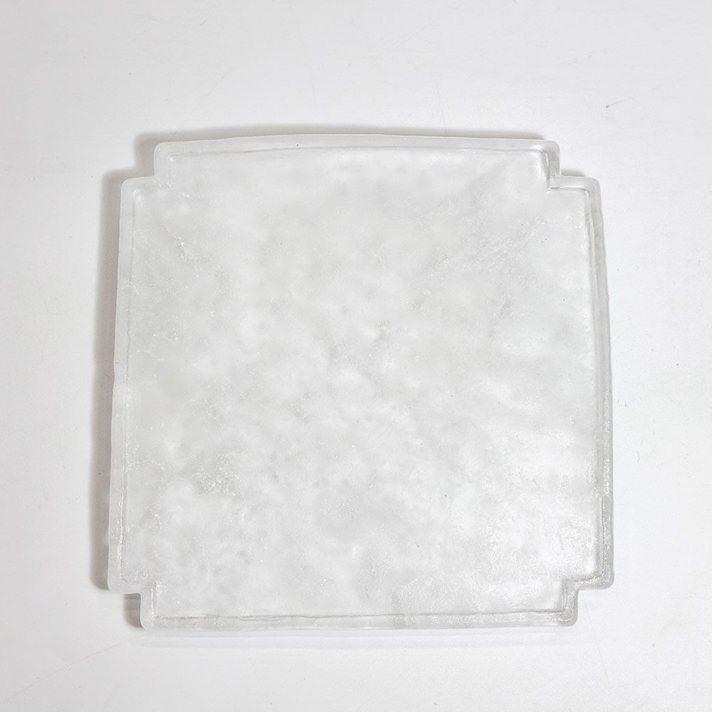 能登朝奈 Asana Noto スクエアプレート パート・ド・ヴェール ガラス 平皿 約14.5×14.5cm 現代作家 美品 A ★