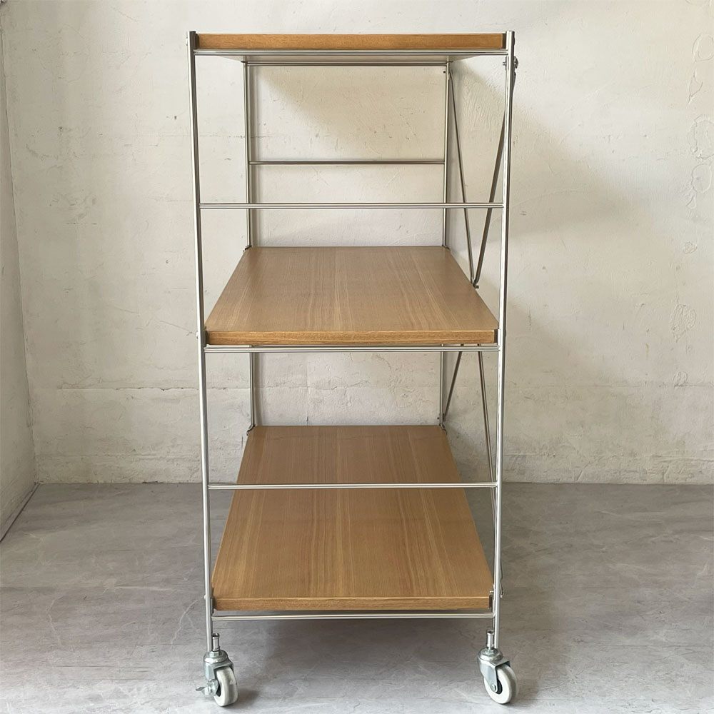無印良品 MUJI タモ材 ステンレスユニットシェルフ ワイド 小 キャスターベース SUS シンプル ナチュラル ★