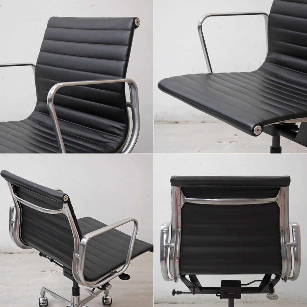 ハーマンミラー Herman Miller イームズアルミナムグループチェア マネージメントチェア アルミバフベース ガス圧昇降仕様 5本脚 キャスタータイプ 本革 イームズ B ●