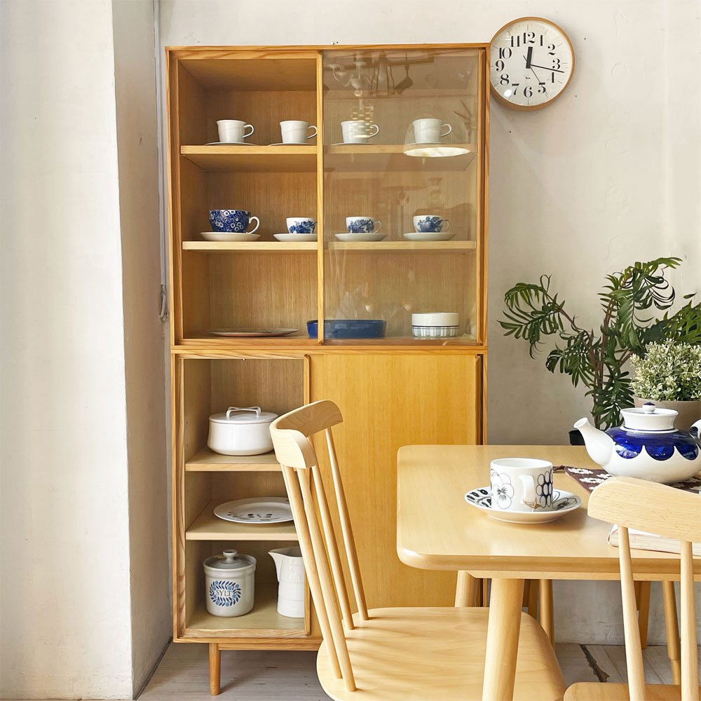 イデー IDEE リリハ キャビネット LILIHA CABINET ガラス戸 引戸 アッシュ材 福島仁 ナチュラルモダン 廃盤 ★