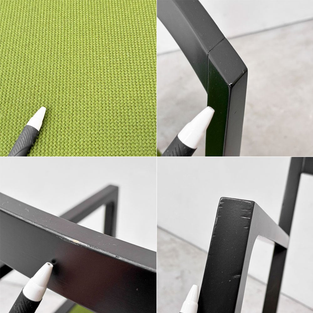 カッシーナイクスシー Cassina ixc. イーストバイイーストウエスト East by Eastwest ジャスミン JASMIN アームチェア ダイニングチェア ブラック グリーン ファブリック 座面張替済み B ●