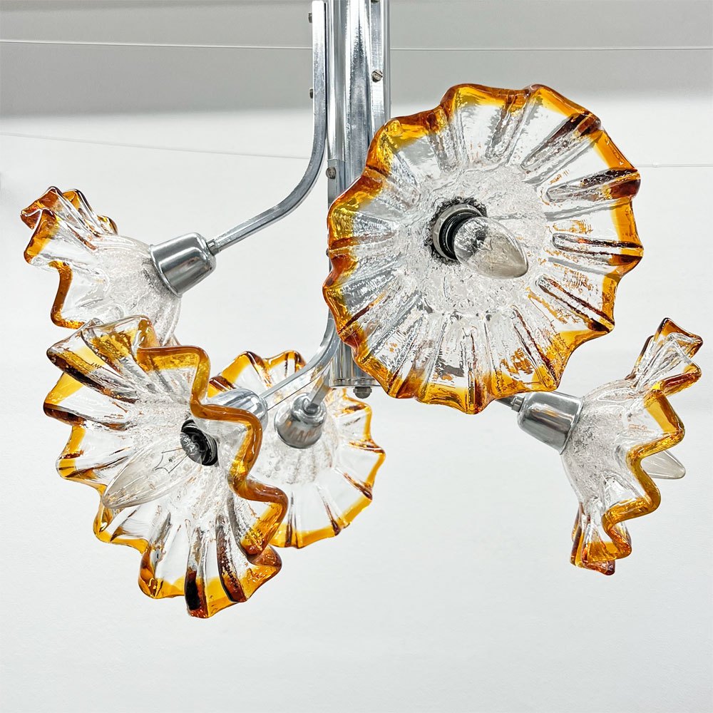 UKビンテージ ガラスシェード 6灯 ペンダントライト アンティーク フリルガラス Lioyd’s Antiques取り扱い 要電気工事 〓