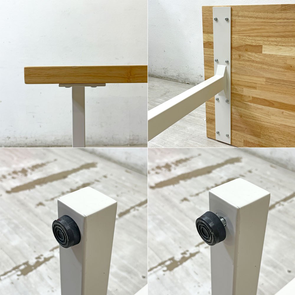 かなでもの KANADEMONO ザ・テーブル THE TABLE デスク ラバーウッド ナチュラル × White Steel Iライン脚 ホワイト W100cm ●
