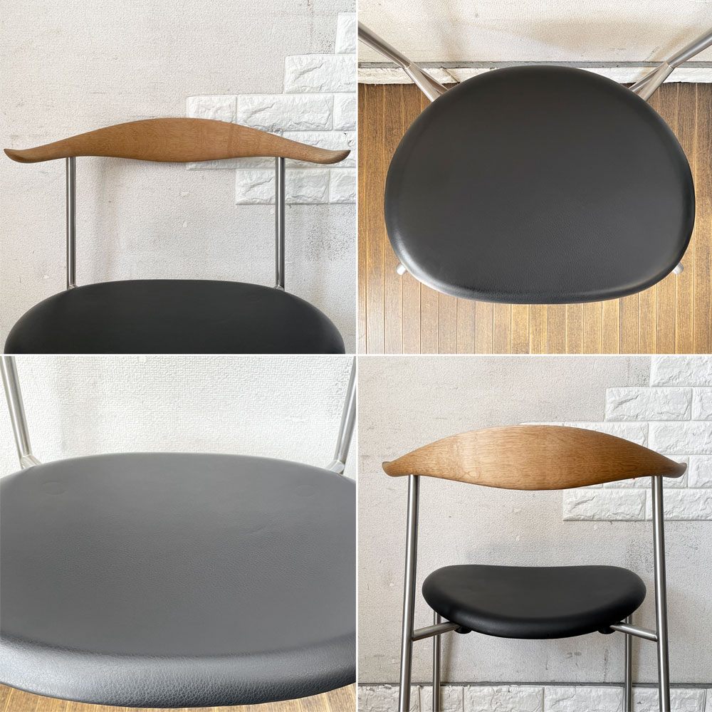カールハンセン＆サン Carl Hansen & Son CH88P ダイニングチェア オーク材 本革 ブラックレザー ステンレスレッグ ハンス・J・ウェグナー 北欧家具  ◎