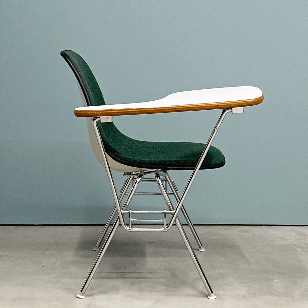 ハーマンミラー Herman Miller サイドシェルチェア セカンド 2nd ビンテージ アプホルスター スクールベース 肘掛けテーブル付 イームズ ミッドセンチュリー B ◎