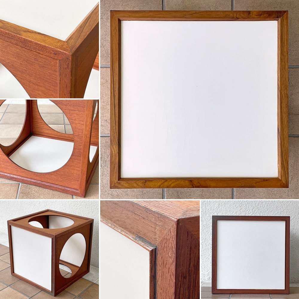 二葉家具 ビンテージ ハコテーブル チーク材 W40cm 原好輝 オープンシェルフ 自在家具 ミッドセンチュリーモダン 希少 B ◇
