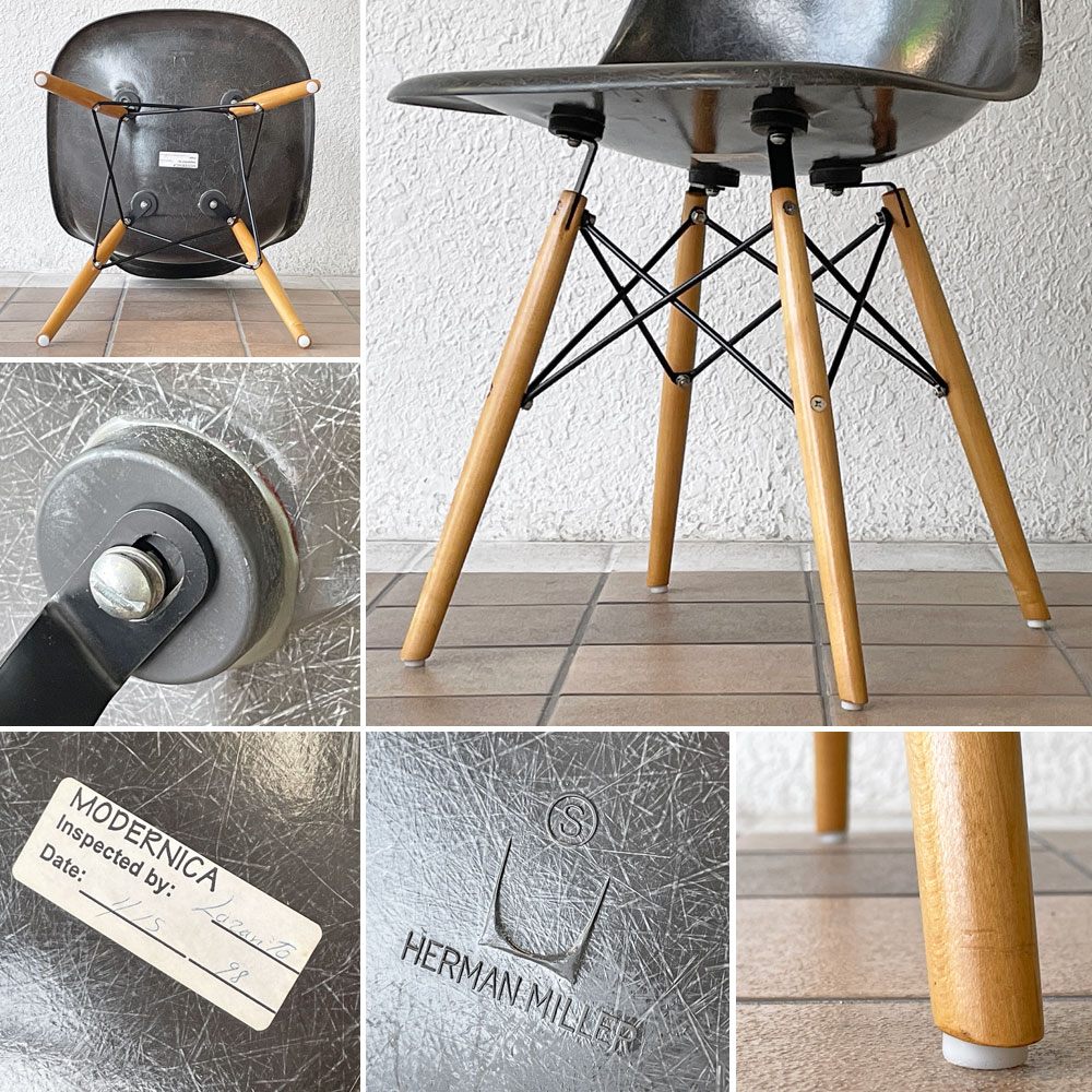 ハーマンミラー Herman Miller サイドシェルチェア セカンド 2nd FRP エレファントハイドグレー ダウェルベース イームズ ビンテージ ◇