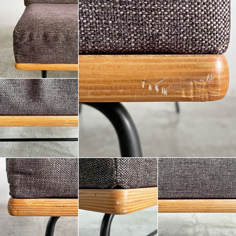 ウニコ unico ファニート FUNEAT ベンチバックレスト bench backrest オーク材 カバーリングファブリック ブラウン系 スチール脚 W125cm 参考価格￥65,780- 廃番 〓