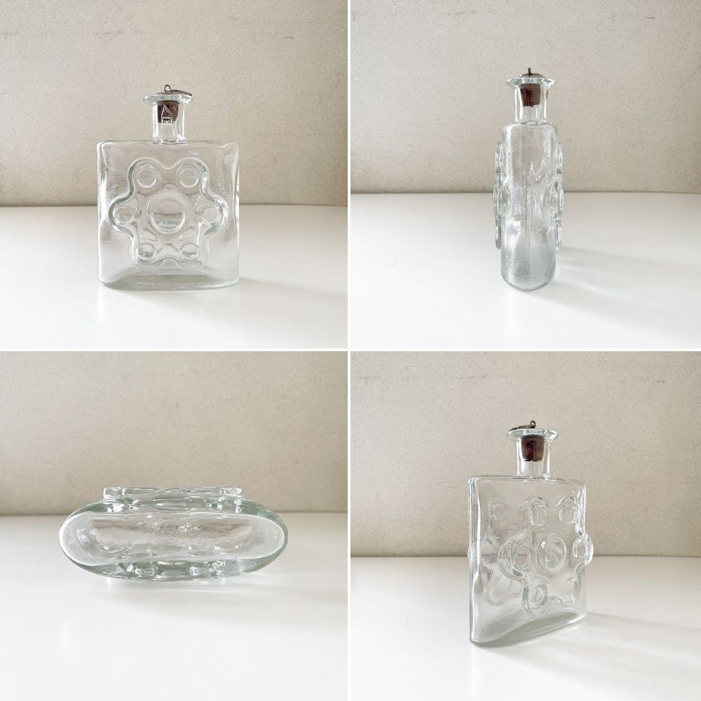 リーヒマエンラシ Riihimaen Lasi パウックラウタ Paukkurauta ガラスボトル クリア H18cm コルク栓付 エルッキタピオ・シーライネン フィンランド 北欧ビンテージ ◎