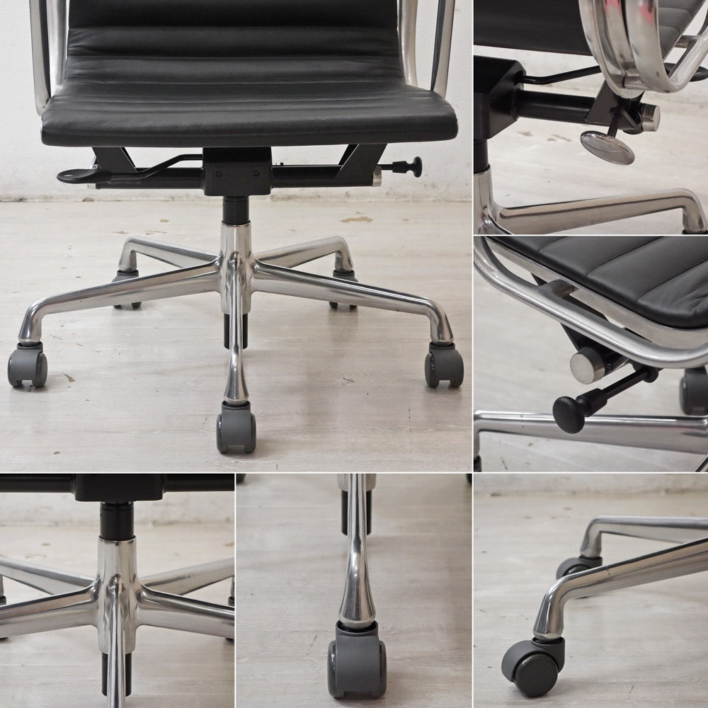 ハーマンミラー Herman Miller イームズアルミナムグループチェア マネージメントチェア アルミバフベース ガス圧昇降仕様 5本脚 キャスタータイプ 本革 イームズ E ●