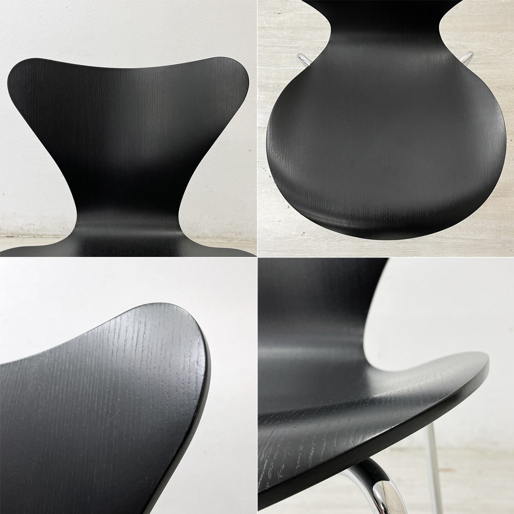 フリッツハンセン Fritz Hansen セブンチェア ダイニングチェア カラードアッシュ ブラック アルネ・ヤコブセン 北欧 デンマーク 定価75,680円 美品 A ●