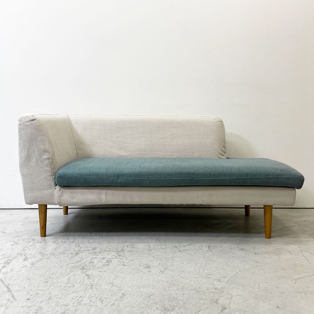 モモナチュラル Momo natural アルネ レイドバック ベンチ ARNE LAID-BACK BENCH コーナーベンチ CORNER BENCH 左片アーム リビングダイニングソファ 2P 2人掛け ベージュカラー ファブリック カバーリング アルダー材 ●