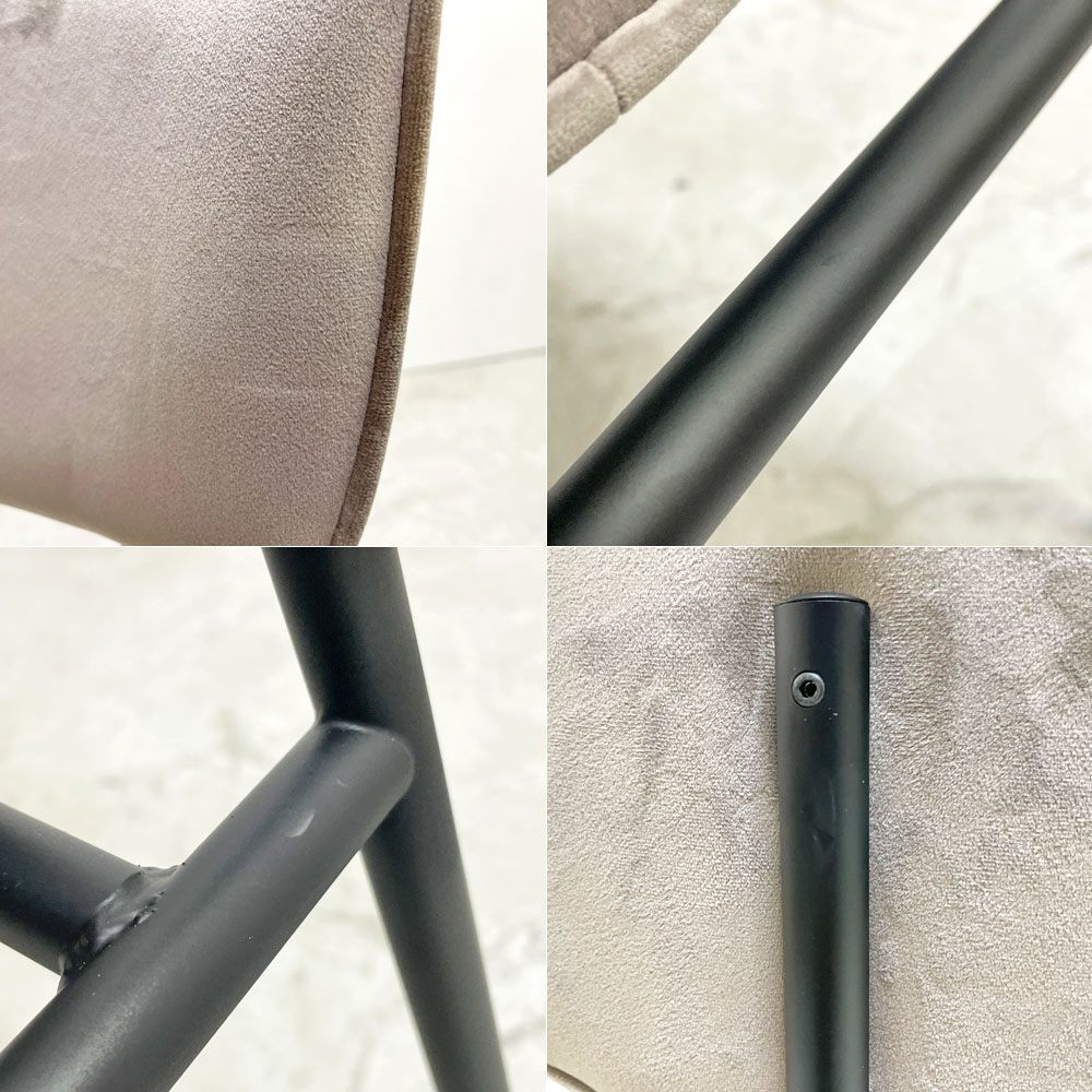 カリガリス Calligaris フィフティーズ FIFTIES ダイニングチェア サンドカラー×マットブラック ファブリック ベルベット スチール脚 モダンデザイン イタリア A ●
