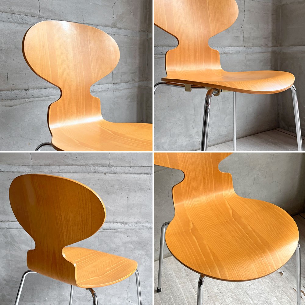 フリッツハンセン Fritz Hansen 3101 アリンコチェア アントチェア 4本脚 ナチュラルビーチ ラッカー仕上げ フェルトグライズ アルネ・ヤコブセン C ♪