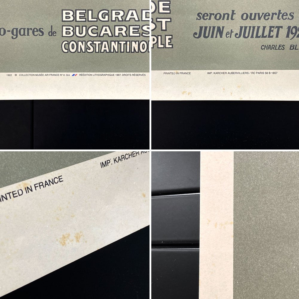 フランス＝ルーマニア航空サービス Compagnie Franco-Roumaine de Navigation Aerienne 公式リトグラフ 1987年 再版品 62×100cm 〓