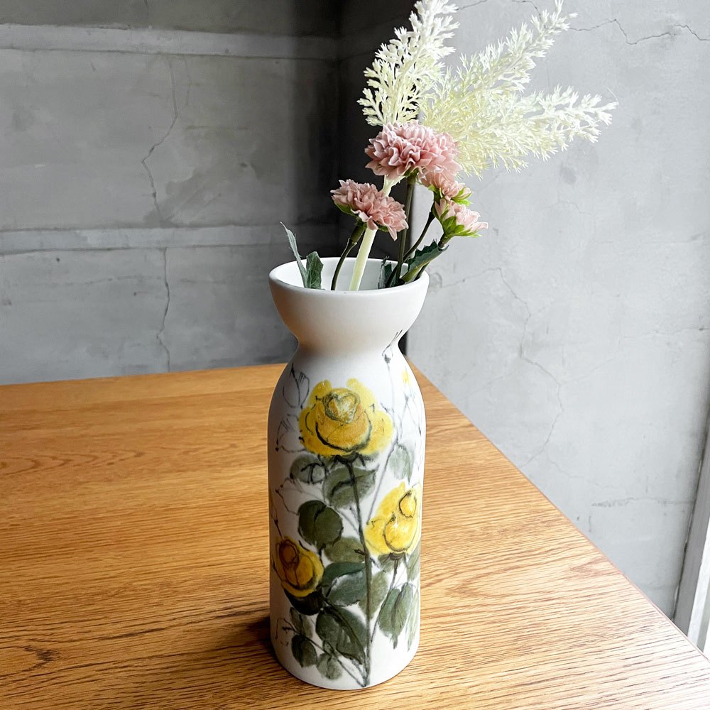 ARABIA クッカ Kukka フラワーベース イエローローズ 花瓶 Hilkka-Liisa Ahola 陶器 ビンテージ ♪