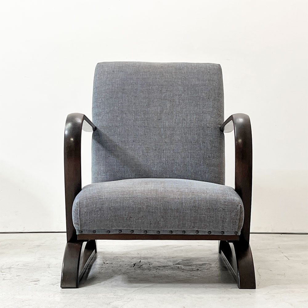 ジャパンビンテージ Japan Vintage ラウンジチェア  1Ｐソファ ナラ材 ソリ脚 ファブリック 北欧ナチュラル Ａ ●