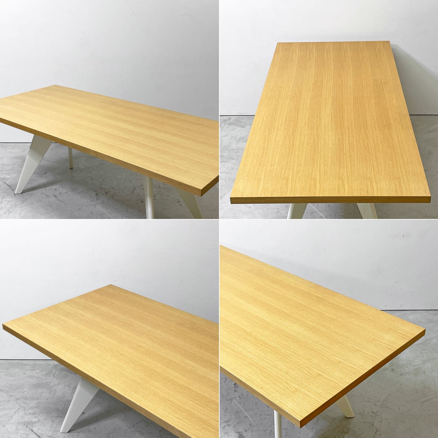 ヴィトラ vitra イーエム EMテーブル EM Table ダイニングテーブル ウッド天板 オーク材 突板 スチールベース ホワイト系カラー w200㎝ ジャン・プルーヴェ 定価￥594,000- ●