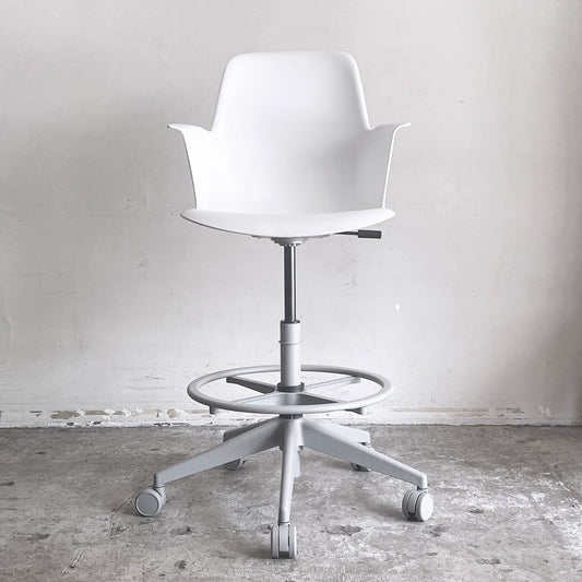 スチールケース Steelcase ノード ファイブスター スツール Node FIVE-STAR STOOL ハイチェア オフィスチェア キャスター製図チェア ホワイト ■