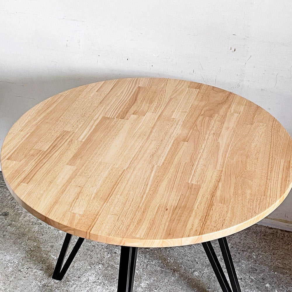 かなでもの KANADEMONO ザ・カフェテーブル THE CAFE TABLE ラバーウッド ラウンド Φ90cm スチール ナチュラル × ブラック ■