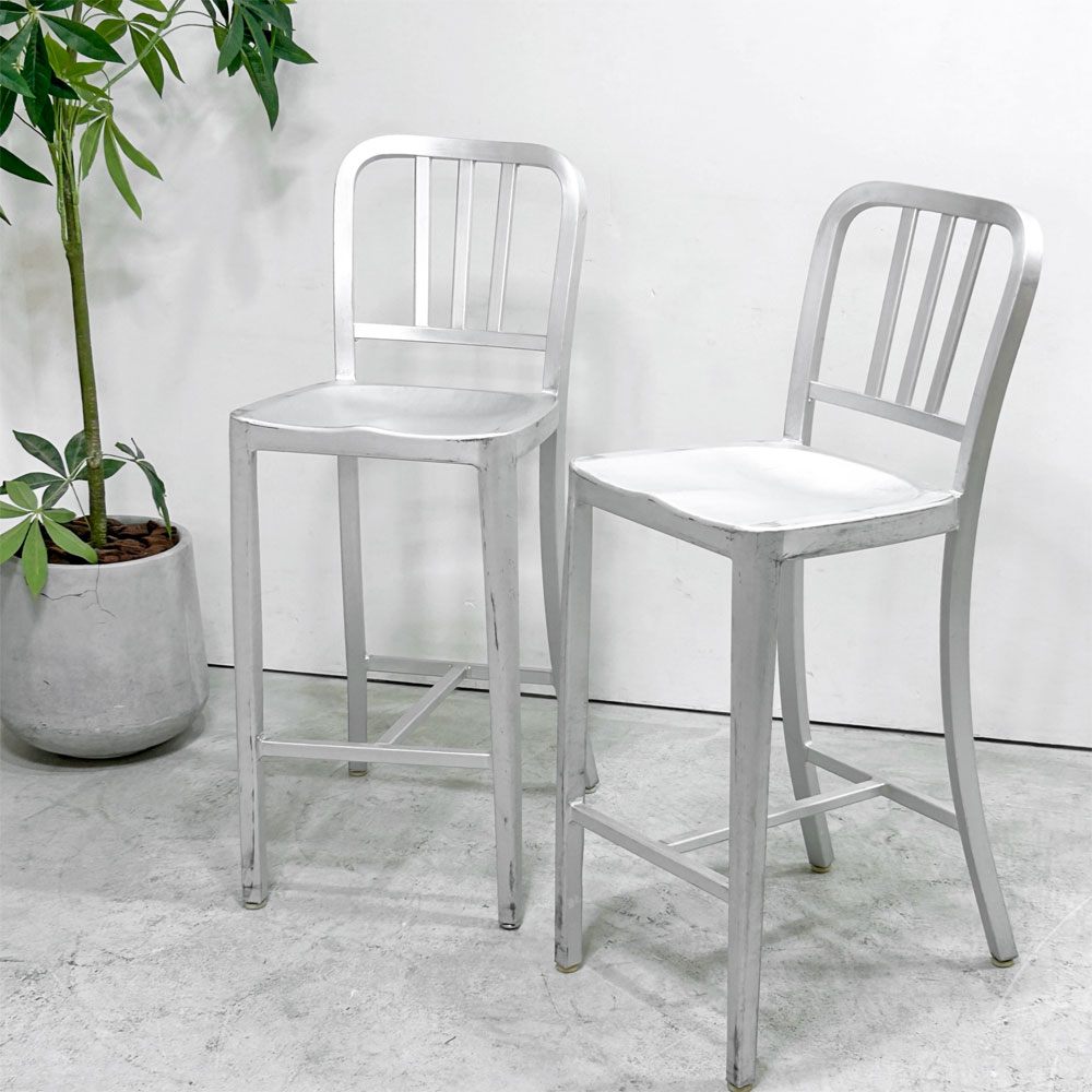 ネイビーバースツール Navy BarStool カウンターチェア アルミニウム インダストリアル リプロダクト A ●