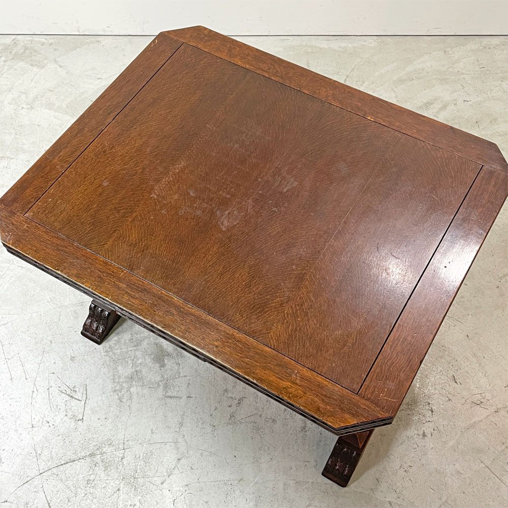 UKビンテージ Vintage ドローリーフテーブル 伸長式 オーク材 ビッグバルボスレッグ 英国家具 アンティーク ●