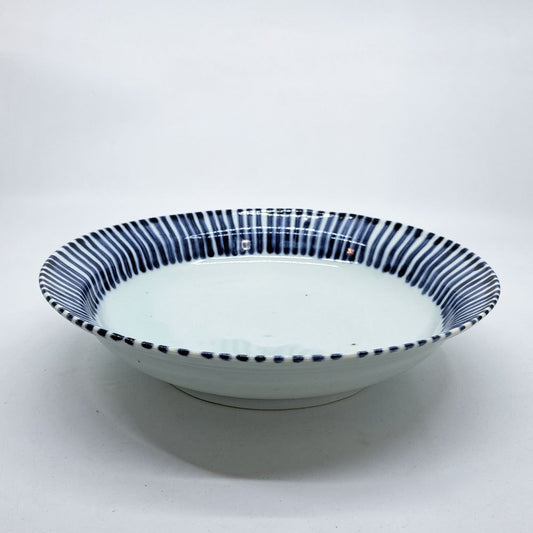 山口利枝 大皿 十草模様 半磁器 呉須 染付 Φ26.5 現代作家 ●