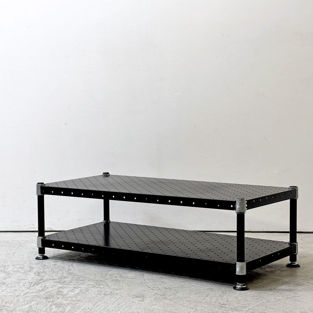 エレクター ERECTA メタルラック Metal Rack 2段 ローテーブル AVボード  W91cm ブラック アジャスター付き ●
