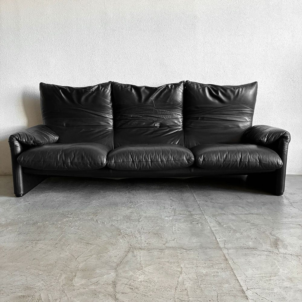 カッシーナイクスシー Cassina ixc. 675-3P マラルンガ MARALUNGA 3Pソファ 3人掛け 総本革張り ブラック ヴィコ・マジストレッティ w235cm 参考価格約298万円の品 〓