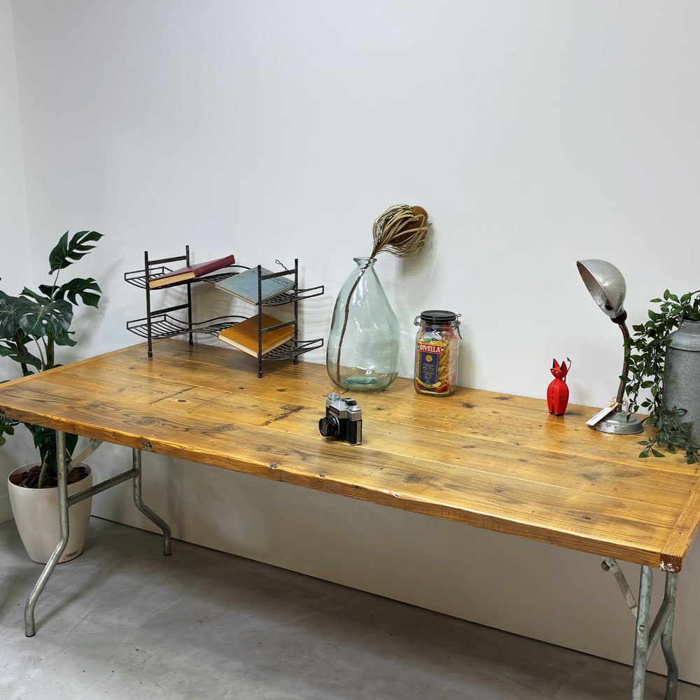 ワークテーブル エブコ EBCO ウィッシュボーンレッグ WISHBONE LEGS + 木製天板 W180cm 折り畳みテーブル 作業台 DIY P.F.S取扱い インダストリアル ●