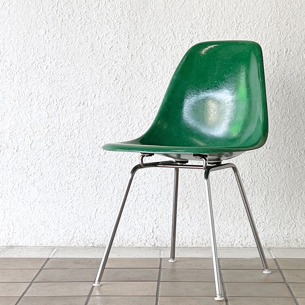 ハーマンミラー Herman Miller サイドシェルチェア セカンド 2nd FRP ケリーグリーン Hベース イームズ 希少 ◇