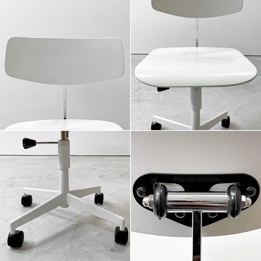 ラボファ Labofa デスクチェア オフィスチェア プライウッド ホワイト ダブルホイール 高さ調整可 デンマーク製 北欧家具 ●