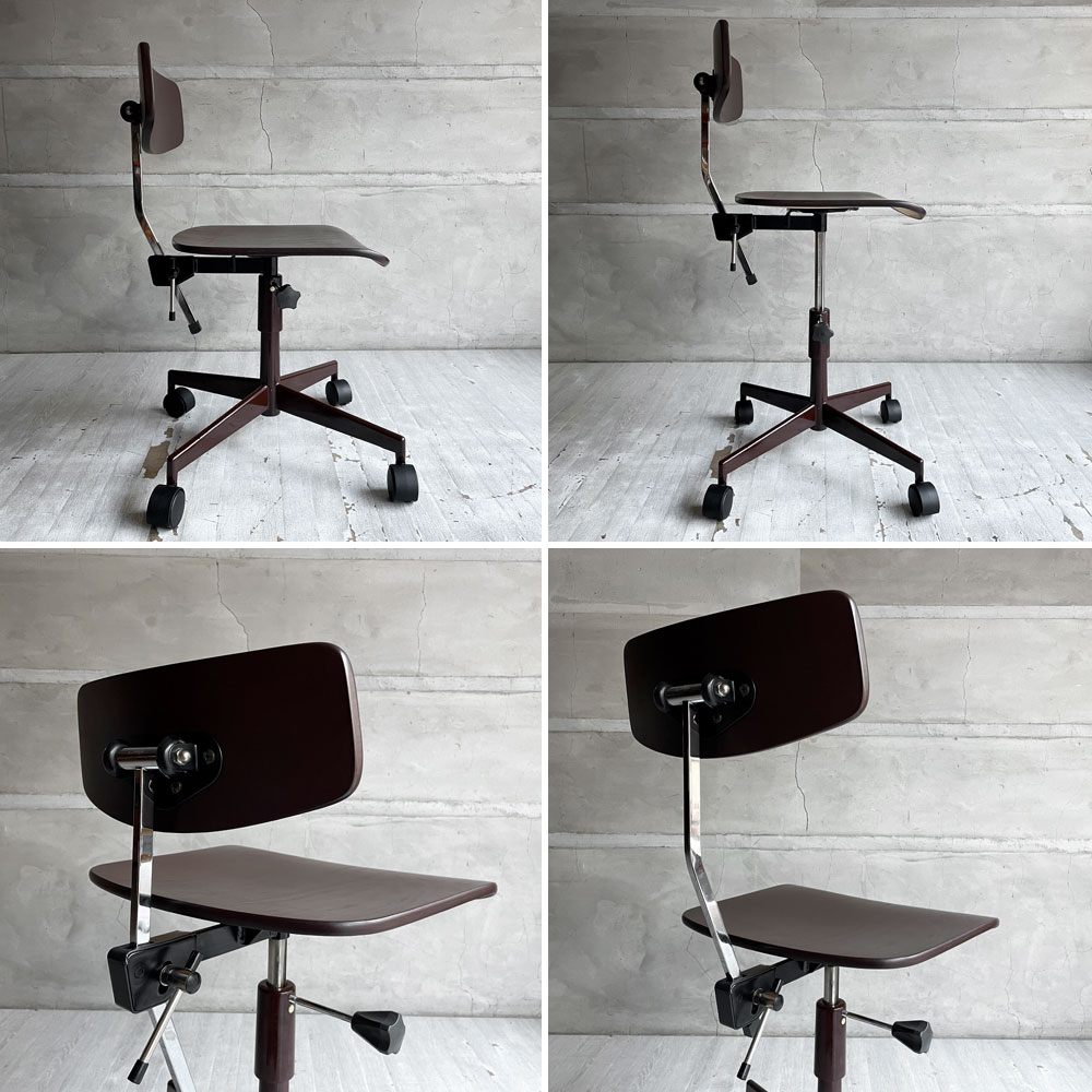 ラボファ Labofa デスクチェア オフィスチェア プライウッド ブラウン ダブルホイール 高さ調整可 デンマーク製 北欧家具 ♪