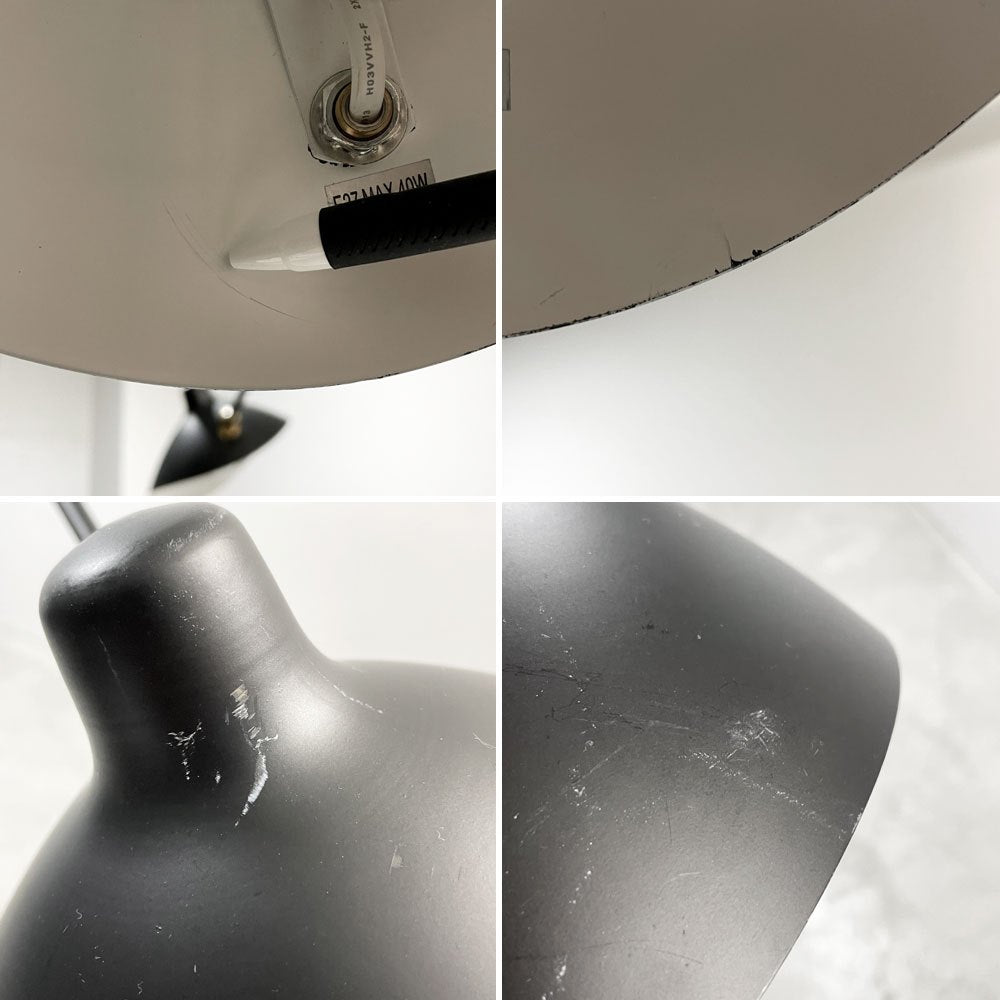 セルジュ ムーユ Serge Mouille ペンダントライト 2灯 リプロダクト品 ブラック スチール 廃番 要電気工事 ●