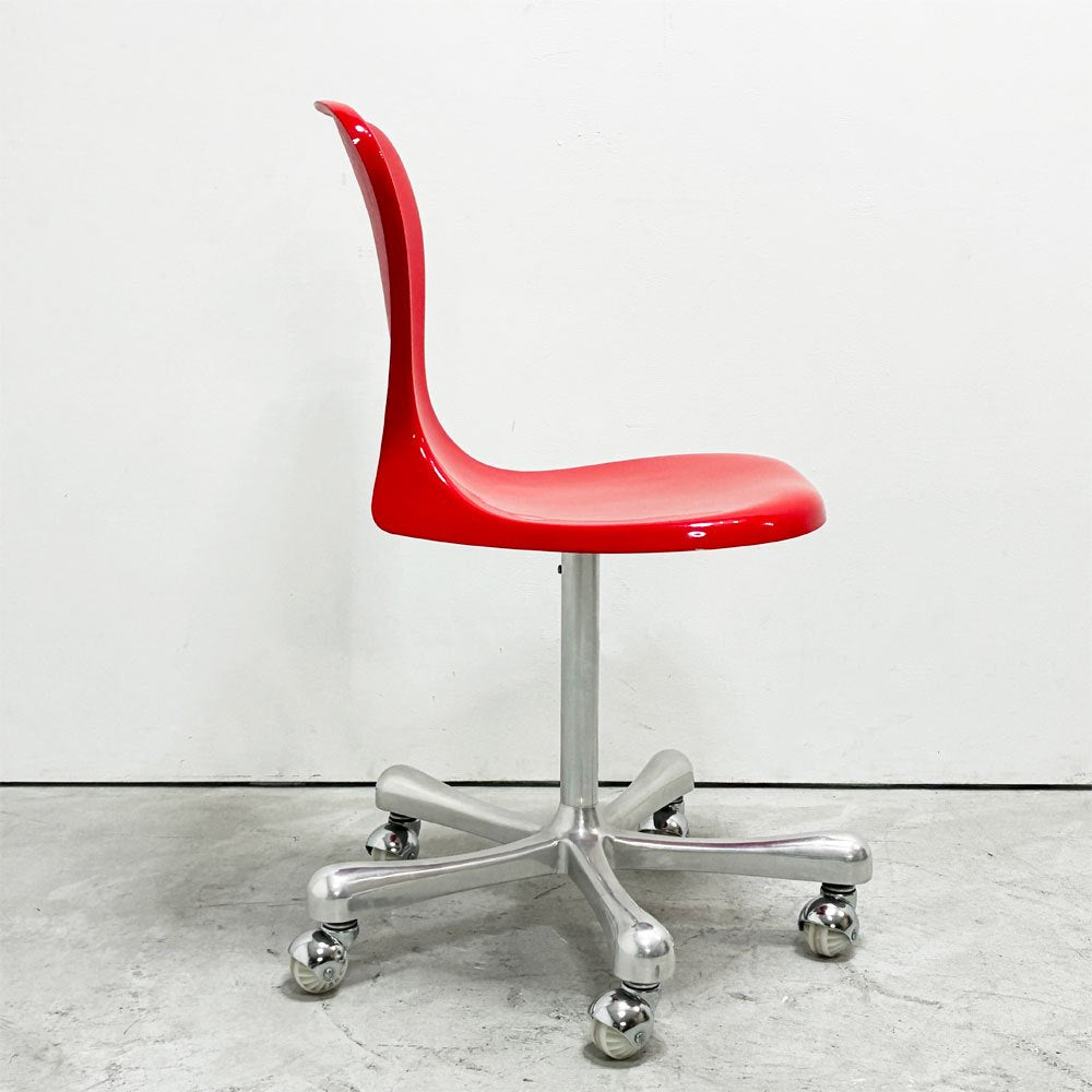 イデー IDEE ヨーンチェア ウィズ キャスター YAWN CHAIR with CASTER FRP レッド ダイニングチェア 岡嶌要 スペースエイジ 廃番 ●