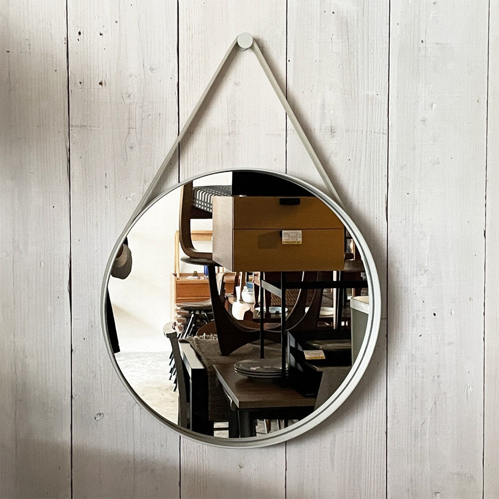 ヘイ HAY ストラップミラー STRAP MIRROR NO 2 ウォールミラー ライトグレー Φ50 壁掛け鏡 北欧家具 定価￥55,000- ■