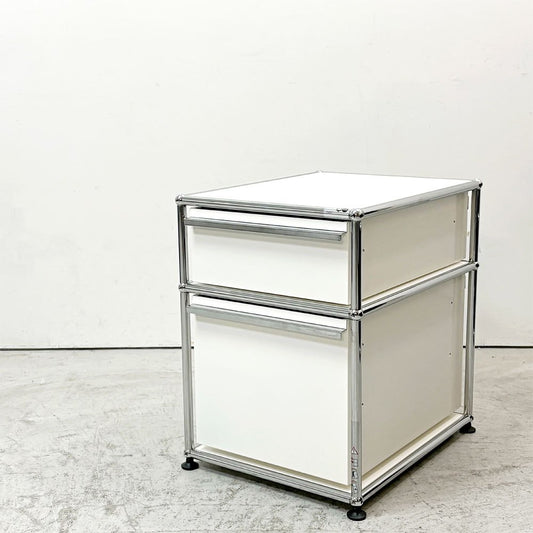 ユーエスエムハラー USMハラー USM Haller モジュラーファニチャー ロールボーイ デスクワゴン 2ドロワー ピュアホワイト キャスター付 取替可能 定価202,400円 ●