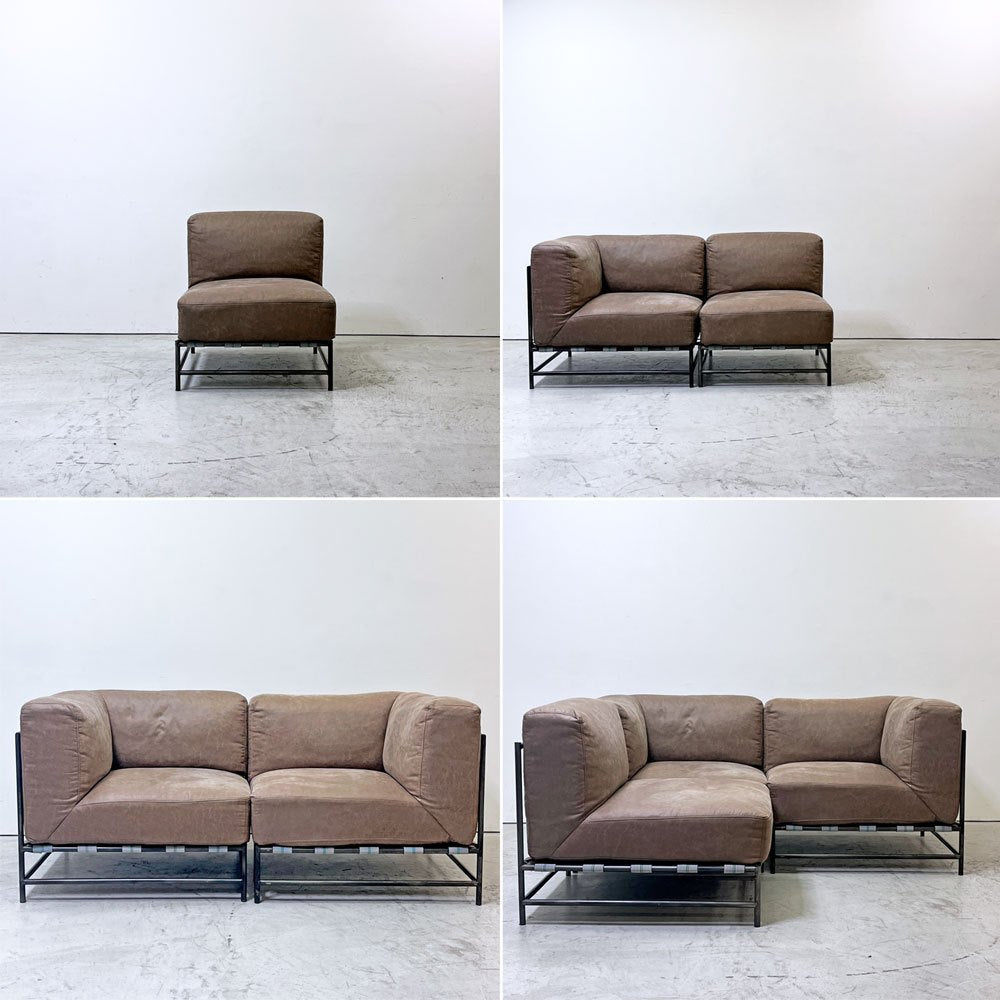 ジャーナルスタンダードファニチャー j.s.F ラバルセクショナルソファ LAVAL SECTIONAL SOFA 3Pソファ スチール レザー調ファブリック 工業系 ●