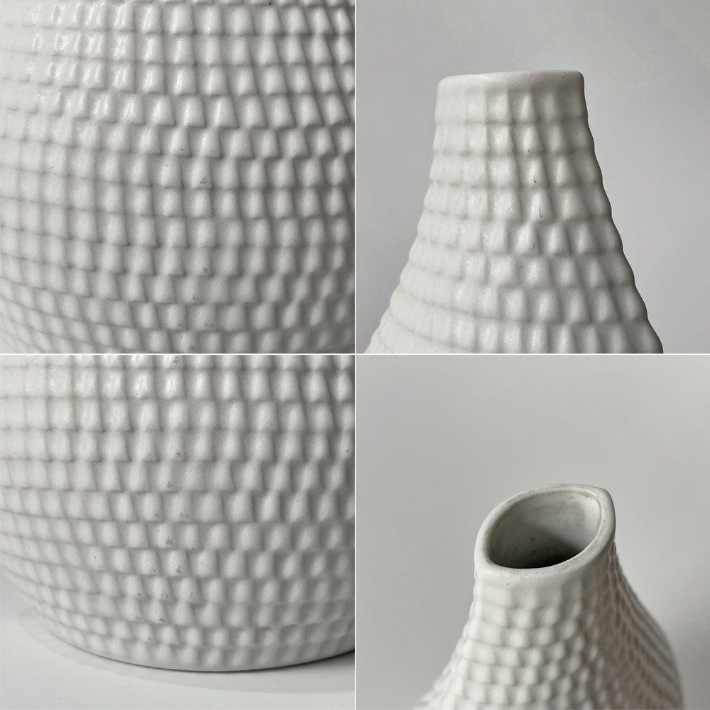 グスタフスベリ GUSTAVSBERG レプティル Reptil フラワーベース 花瓶 スティグ・リンドベリ Stig Lindberg 北欧 ビンテージ ホワイト ★