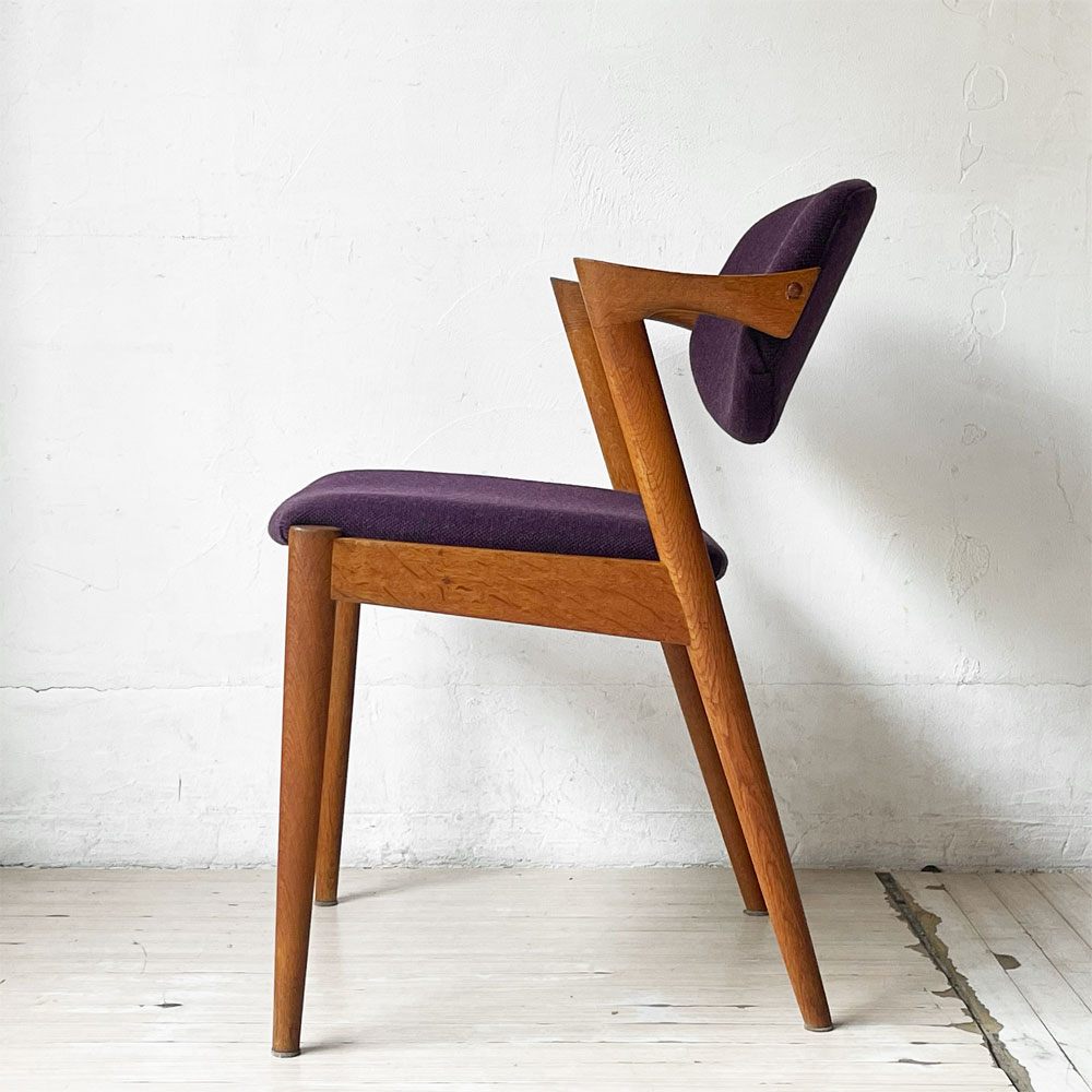スコウ・アンデルセン Schou Andersen No.42 ダイニングチェア ハーフアーム オーク材 ファブリック張替え済み パープル カイ・クリスチャンセン 北欧 デンマークビンテージ ★