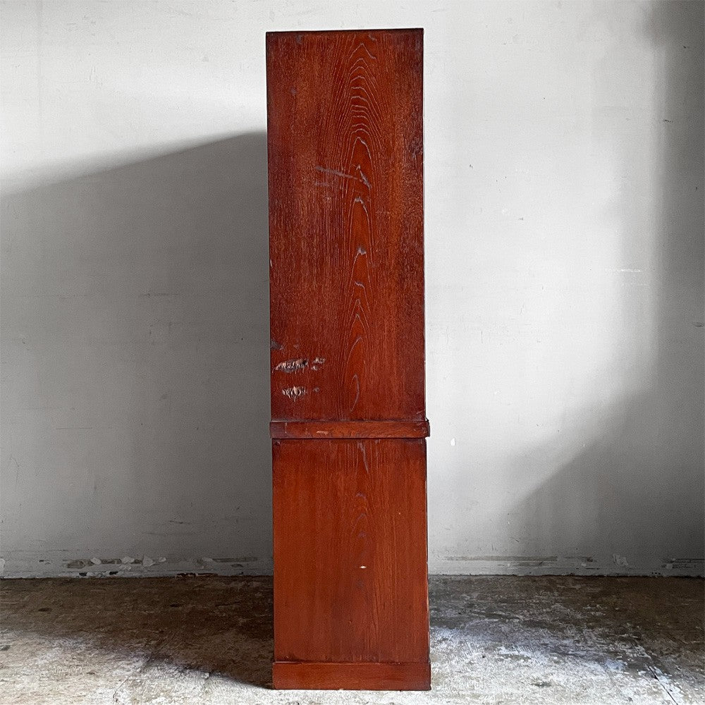 ジャパンビンテージ Japan Vintage 茶箪笥 引き戸 飾り棚 ガラス H134cm 古家具 和家具 ■