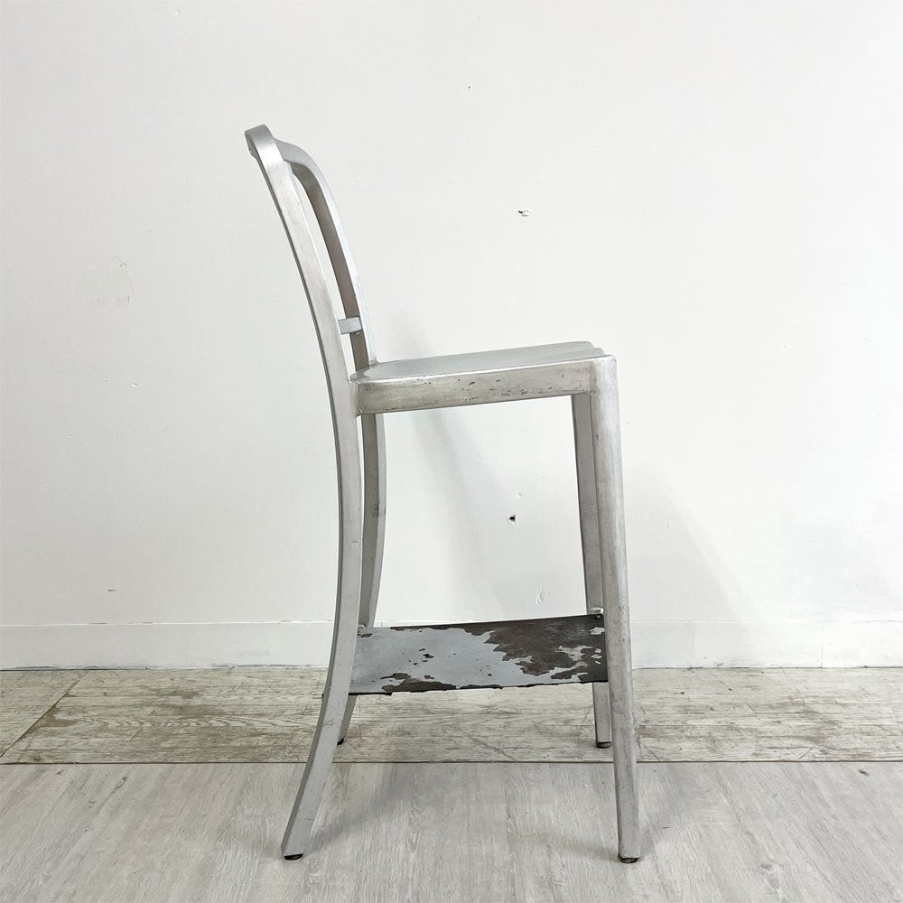 ネイビーバースツール Navy BarStool カウンターチェア リプロダクト アルミニウム インダストリアル デザイン H100cm B ●