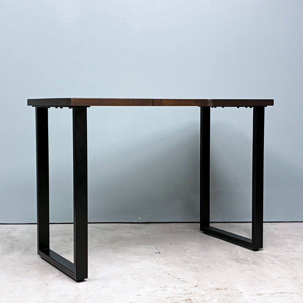 かなでもの KANADEMONO ザ・テーブル THE TABLE Black Steel Rectangle コンパクトデスク W100cm ラバーウッド スクエア脚 配線スリット付き ◎